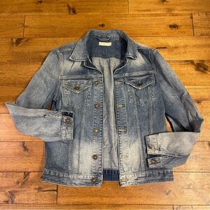 All Saints Men’s Denim Jean Jacket Distressed Sz Medium Light Wash